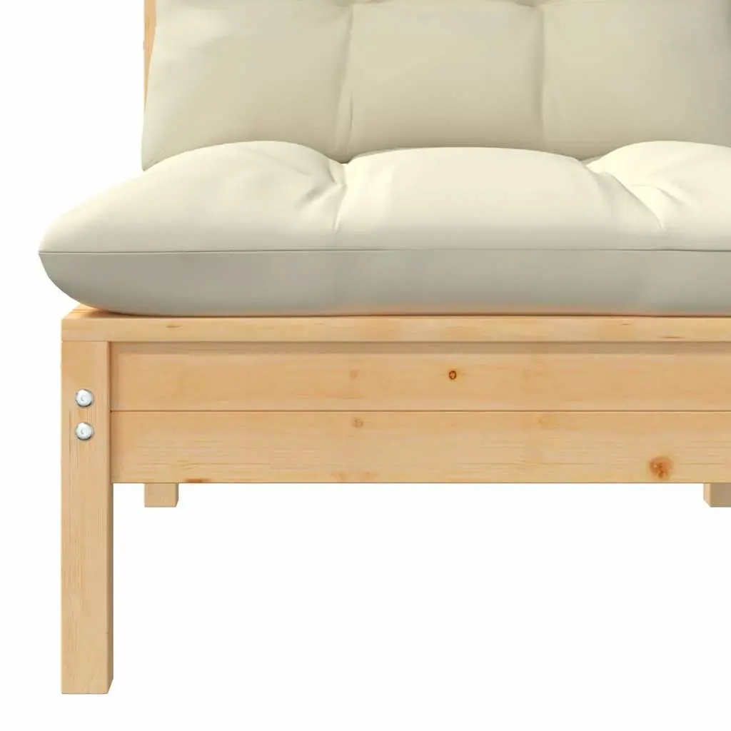 Middle Sofa for Outdoor Garden with Cream Cushions