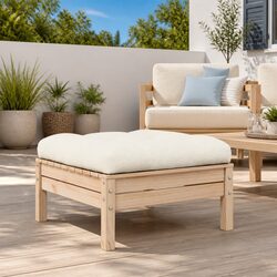 Pinewood Garden Footstool with Cushion for Patio Relaxation