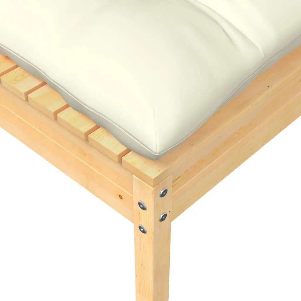 Pinewood Garden Footstool with Cushion for Patio Relaxation