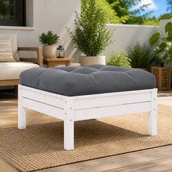 Garden Footstool Outdoor Patio Resting Stool White Solid Pinewood Modular Design