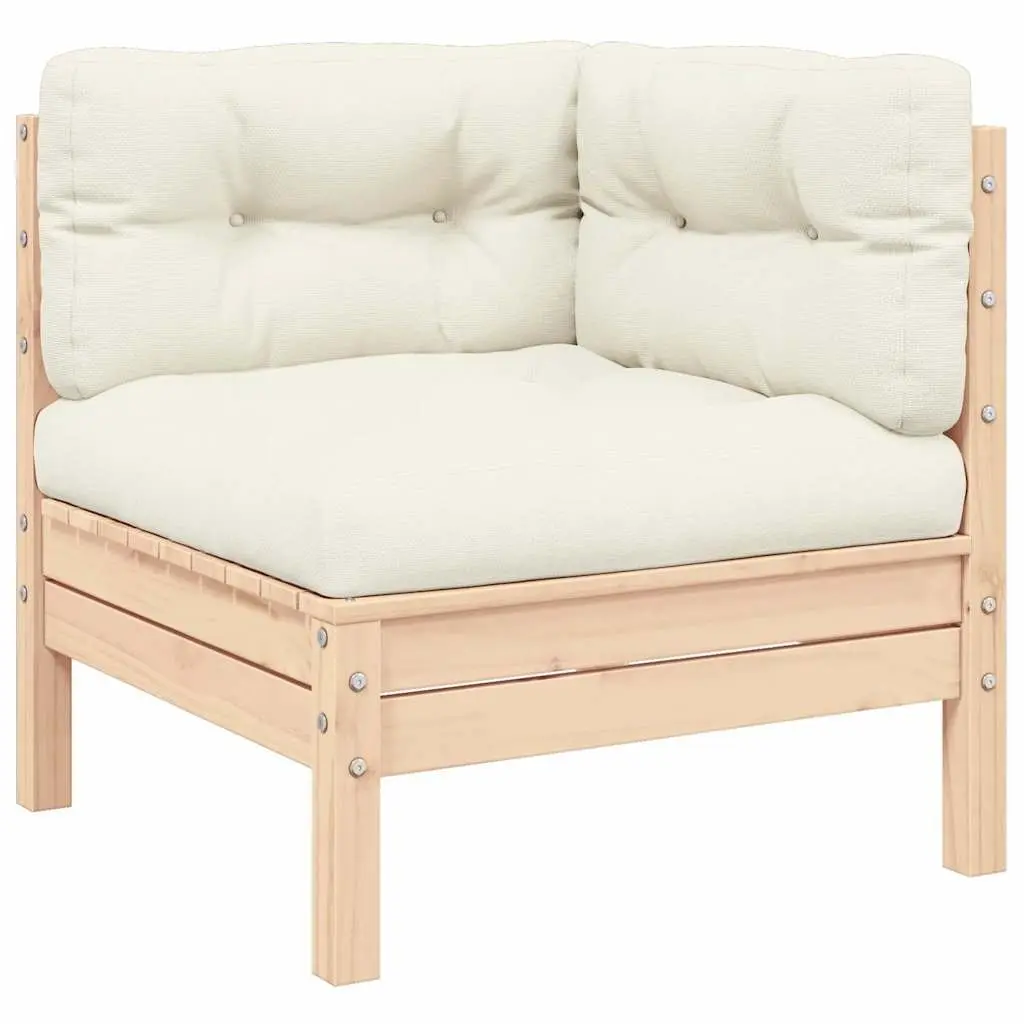 Cream Cushioned 2-Seater Outdoor Garden Sofa in Pinewood