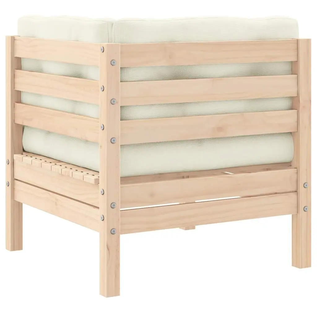 Cream Cushioned 2-Seater Outdoor Garden Sofa in Pinewood
