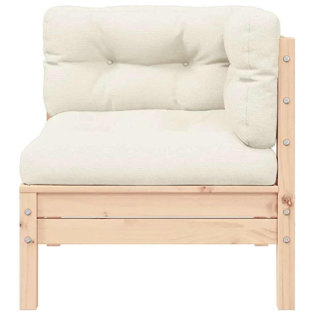 Cream Cushioned 2-Seater Outdoor Garden Sofa in Pinewood