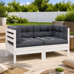 Durable 2-Seater Garden Sofa with Cushions in White
