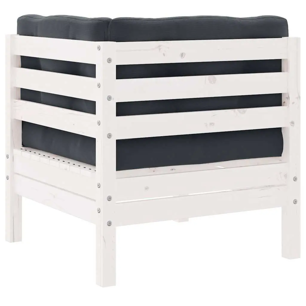 2-Seater Garden Sofa with Cushions in White