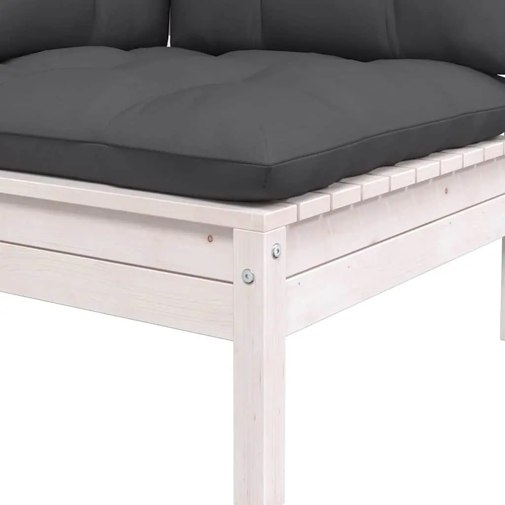 2-Seater Garden Sofa with Cushions in White
