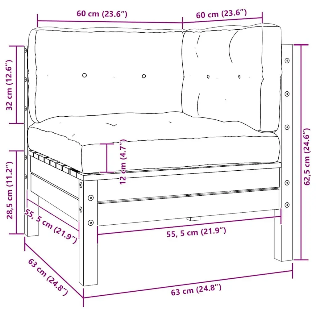 2-Seater Garden Sofa with Cushions in White