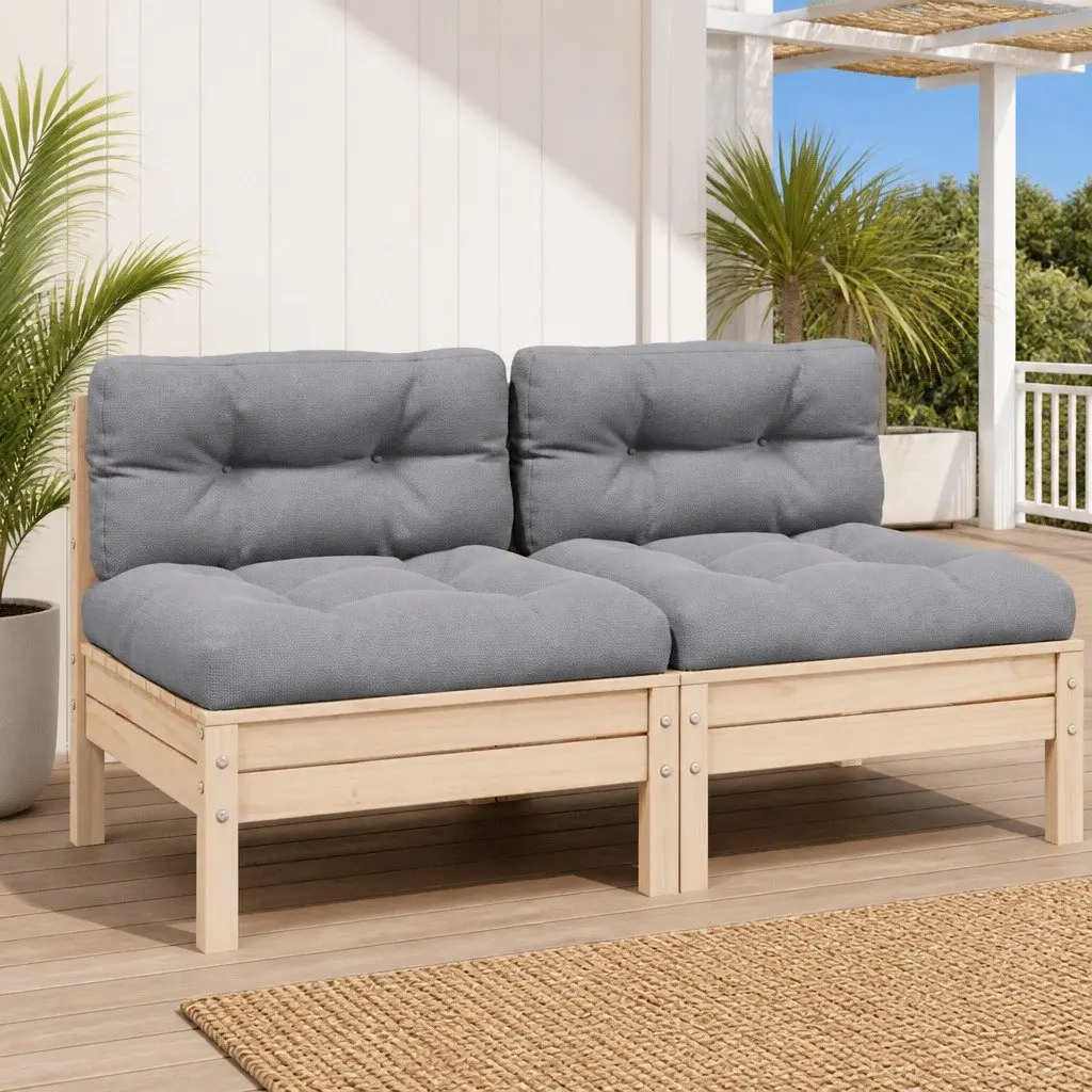 Modular Outdoor Garden Sofa for 2 with Grey Cushions