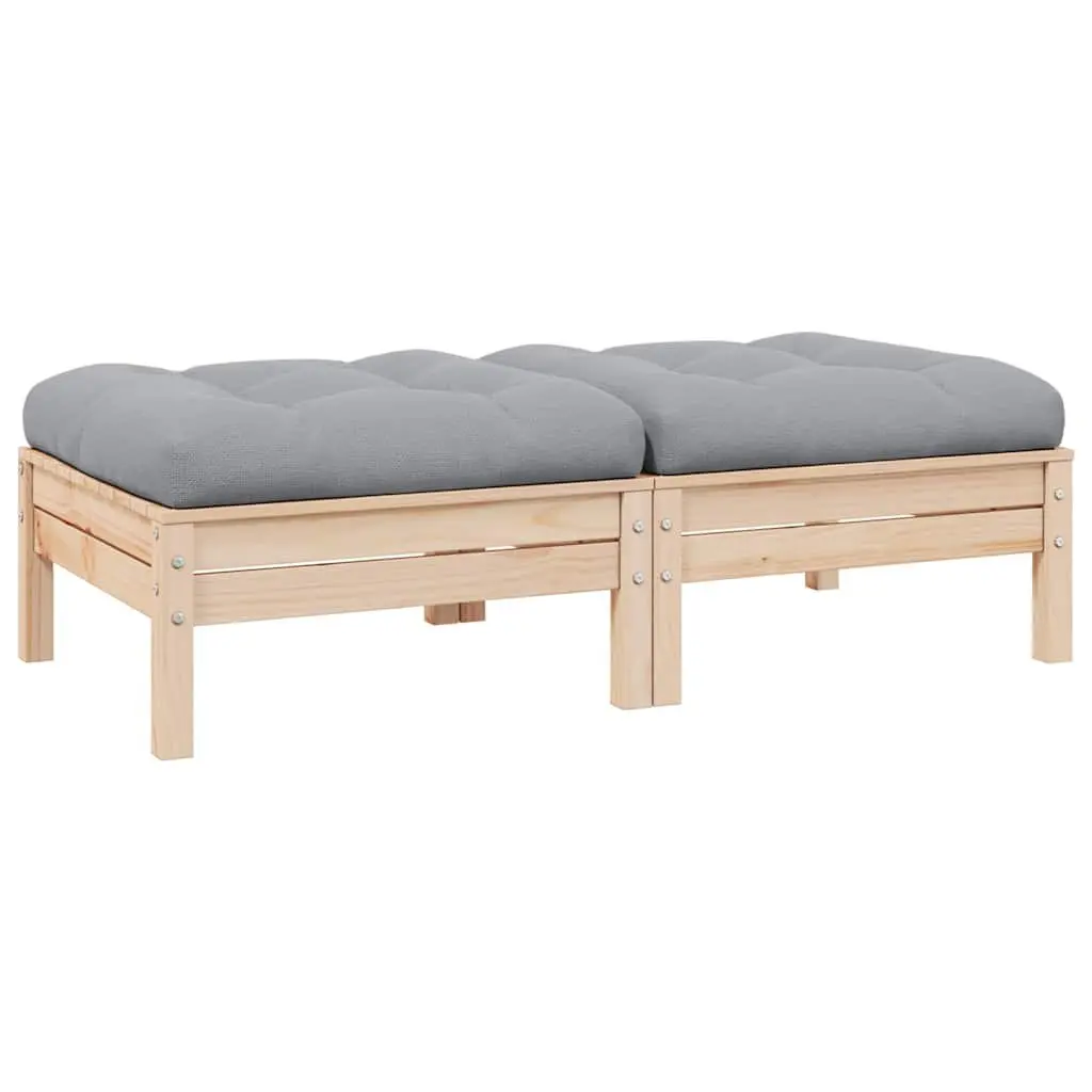 2-Seater Modular Garden Sofa with Grey Cushions