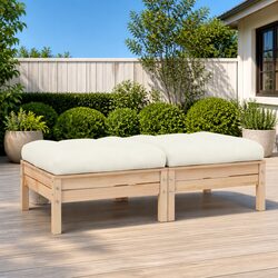 Cream Cushioned 2-Seater Garden Sofa in Pinewood