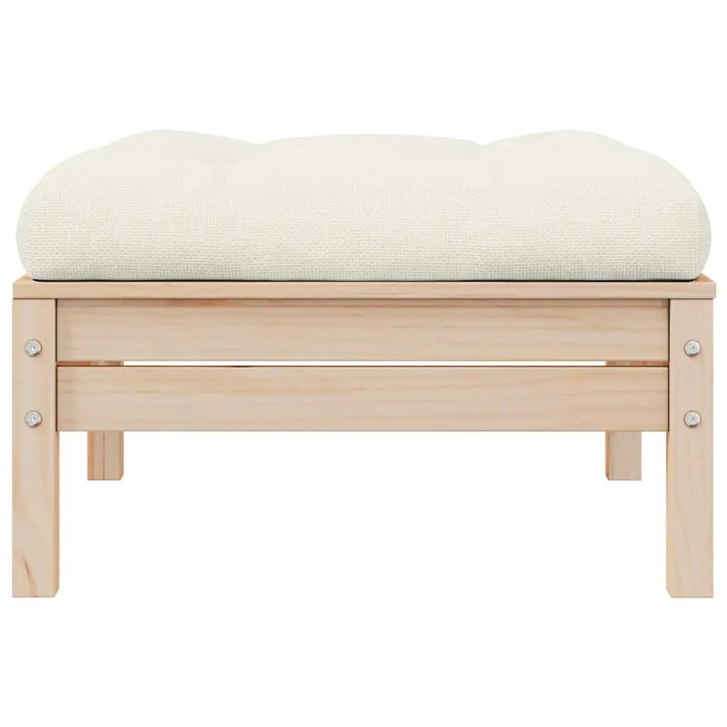 2-Seater Garden Sofa Solid Pinewood Modular Cream Cushions