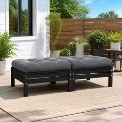 Durable 2-Seater Garden Sofa with Cushions in Black