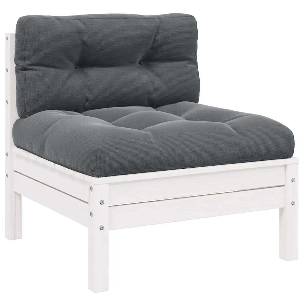 3 Piece Outdoor Lounge Set Solid Pinewood White with Cushions