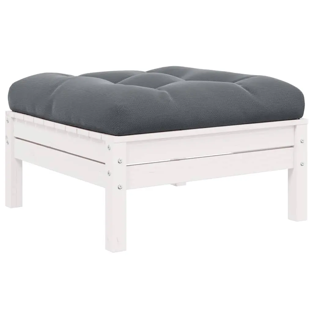 3 Piece Outdoor Lounge Set Solid Pinewood White with Cushions