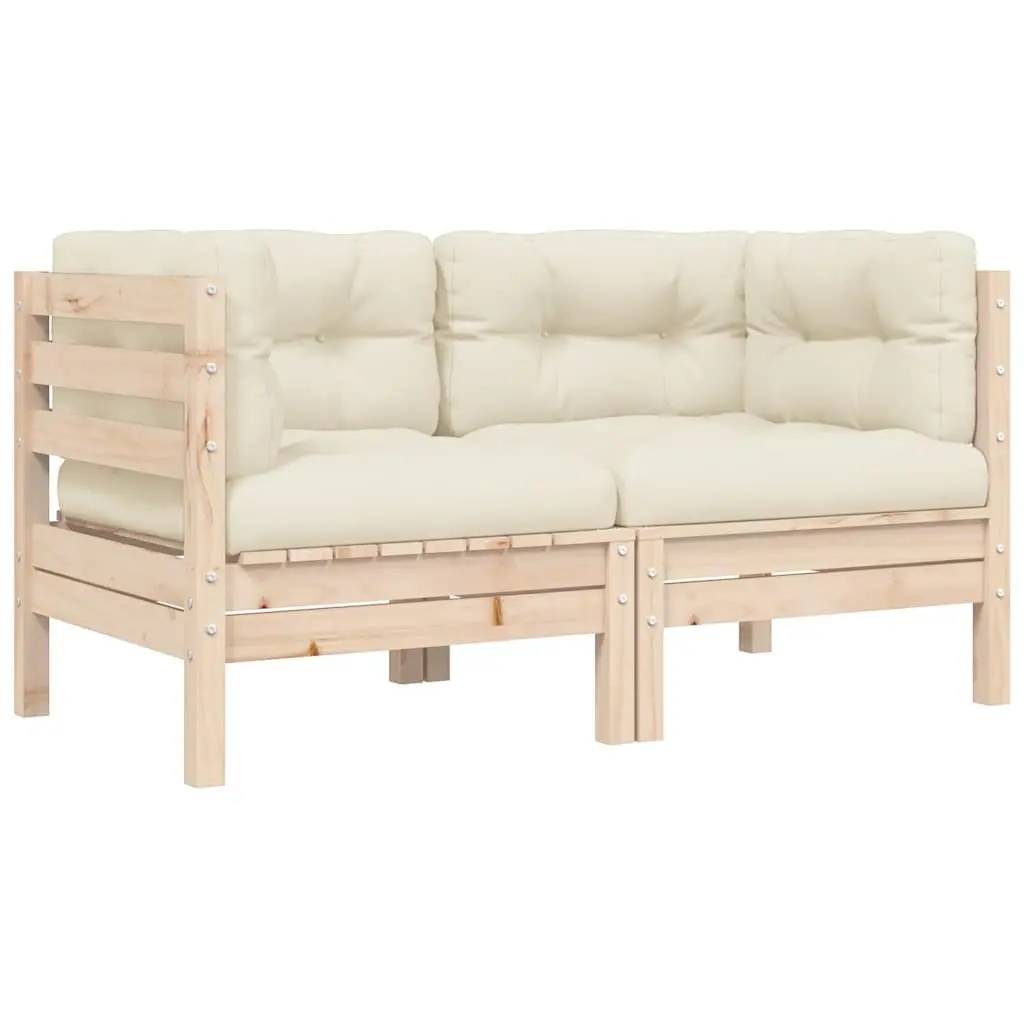 3 Piece Outdoor Sectional Sofa Set with Cream Cushions