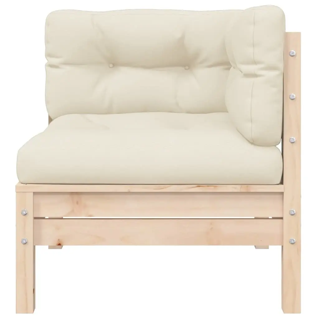 3 Piece Outdoor Sectional Sofa Set with Cream Cushions