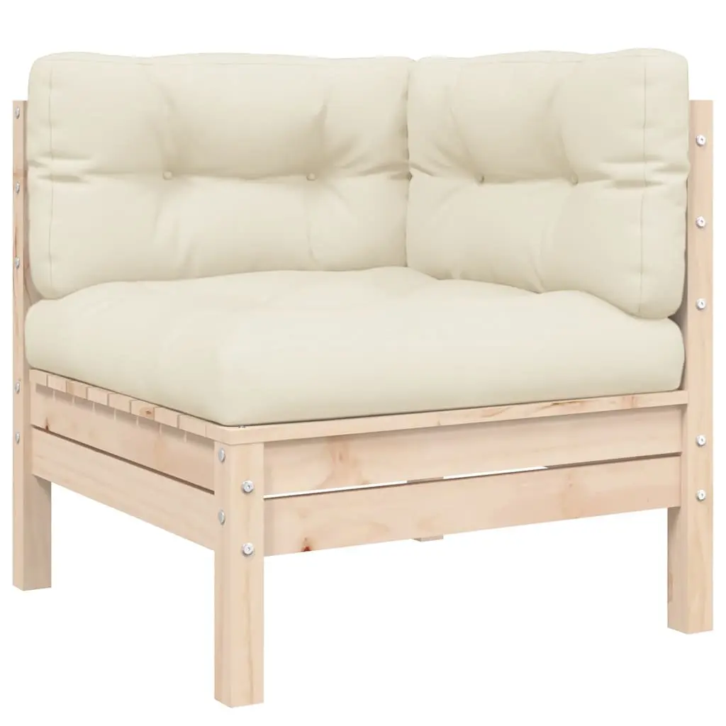 3 Piece Outdoor Sectional Sofa Set with Cream Cushions