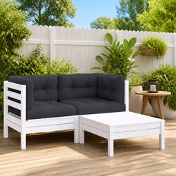 Durable 3 Piece Outdoor Garden Lounge Set with Cushions