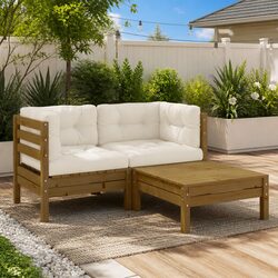 Durable 3-Piece Garden Lounge Set with Cushions