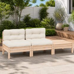 3-Piece Sectional Sofa Set for Outdoor Gardens with Cream Cushions