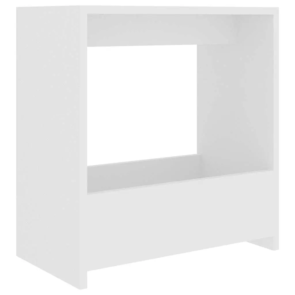 White Modern Accent End Table with Open Storage