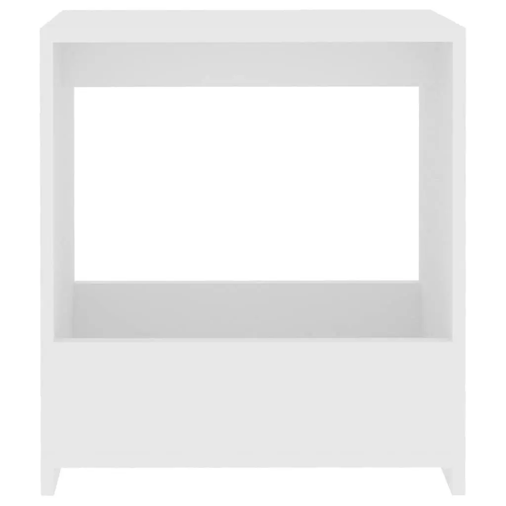 White Modern Accent End Table with Open Storage