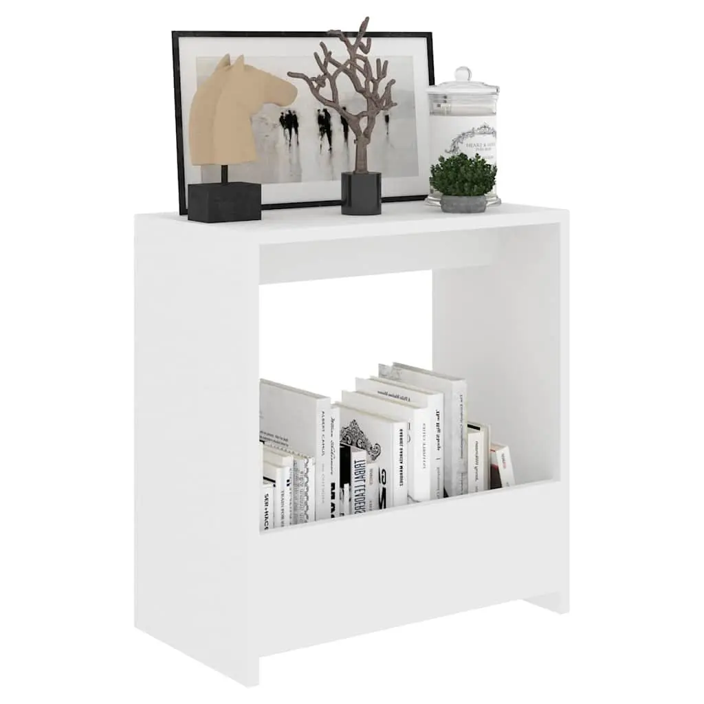 White Modern Accent End Table with Open Storage