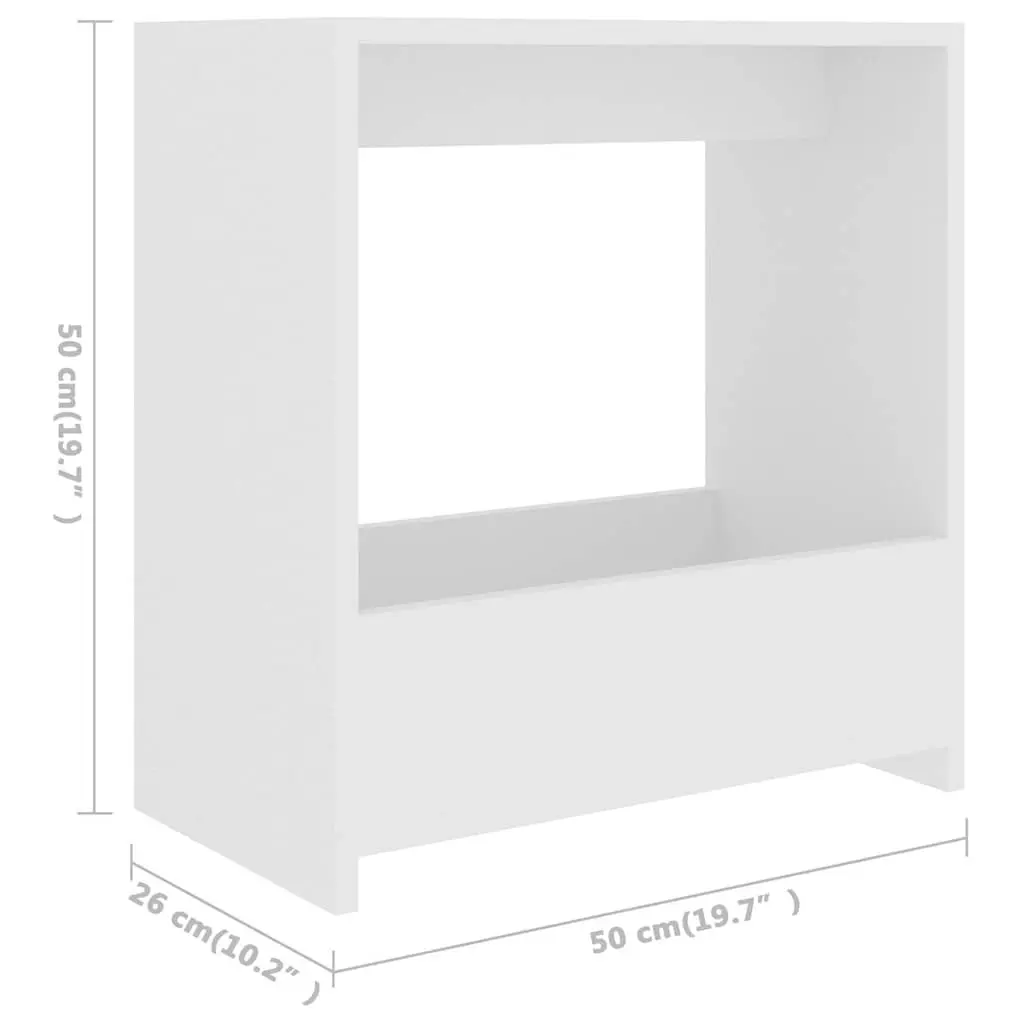White Modern Accent End Table with Open Storage