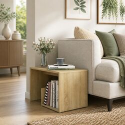 Side Table End Table Storage Sonoma Oak Brown Accent Living Room Furniture