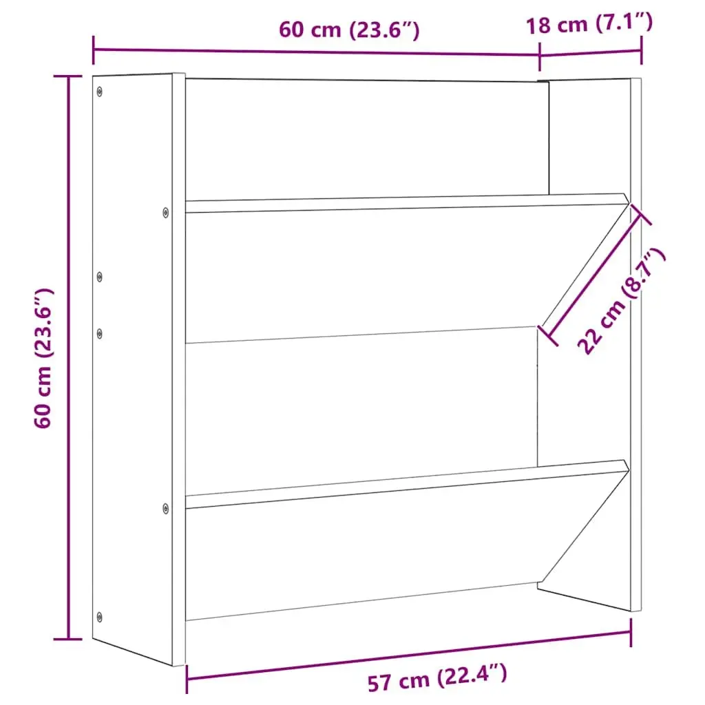 High Gloss Grey Wall Mounted Shoe Cabinet 4 Pieces
