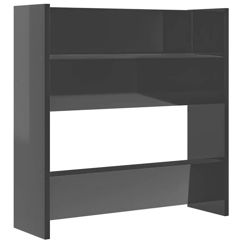 High Gloss Grey Wall Mounted Shoe Cabinet 4 Pieces
