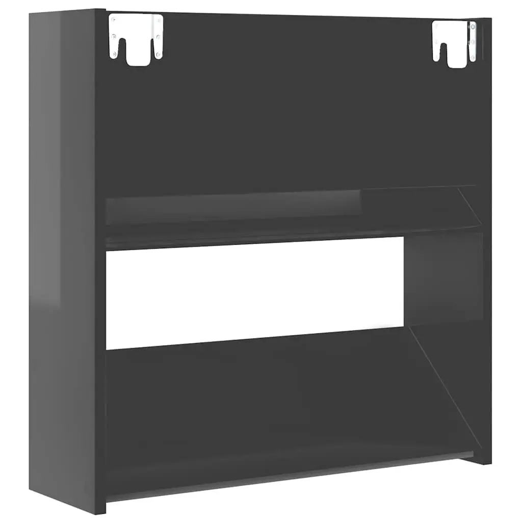 High Gloss Grey Wall Mounted Shoe Cabinet 4 Pieces