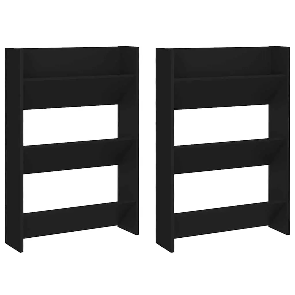 Black Wall Mounted Shoe Cabinet 60x18x90cm