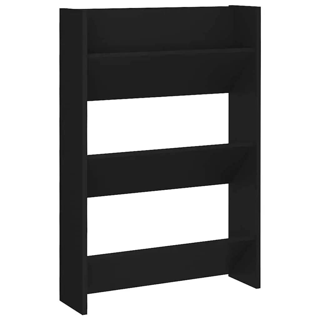 Black Wall Mounted Shoe Cabinet 60x18x90cm