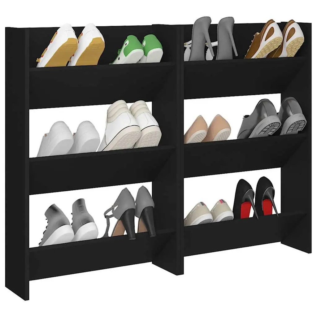Black Wall Mounted Shoe Cabinet 60x18x90cm