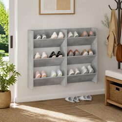 Premium Grey Wall Mounted Shoe Organiser Cabinet Set