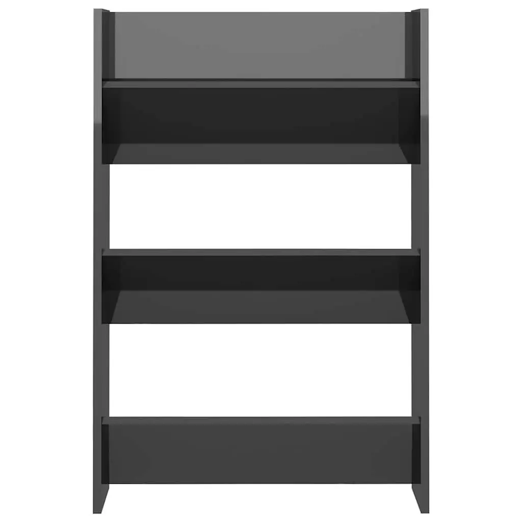 Wall Mounted Shoe Cabinet Set in Grey High Gloss