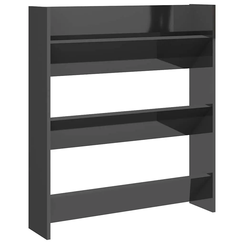 Grey High Gloss Wall Mounted Shoe Cabinet