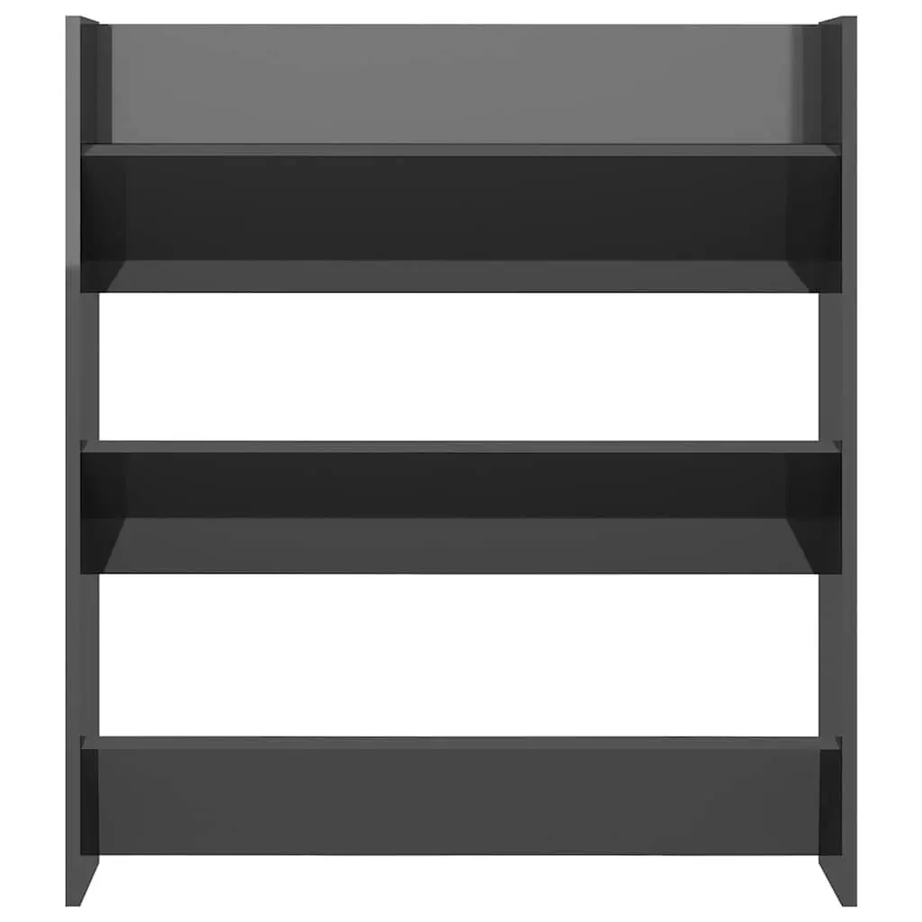 Grey High Gloss Wall Mounted Shoe Cabinet