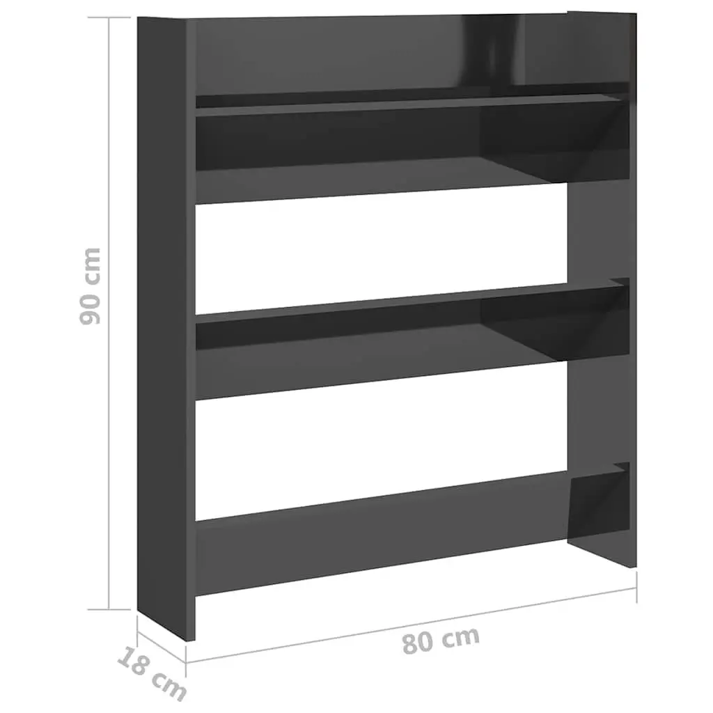 Grey High Gloss Wall Mounted Shoe Cabinet