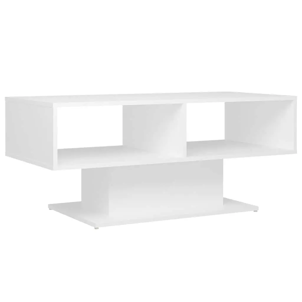 White Coffee Table with Storage Shelf for Living Rooms