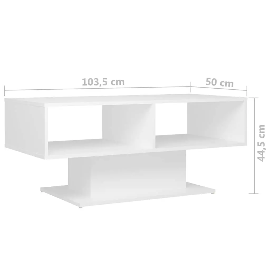 White Coffee Table with Storage Shelf for Living Rooms