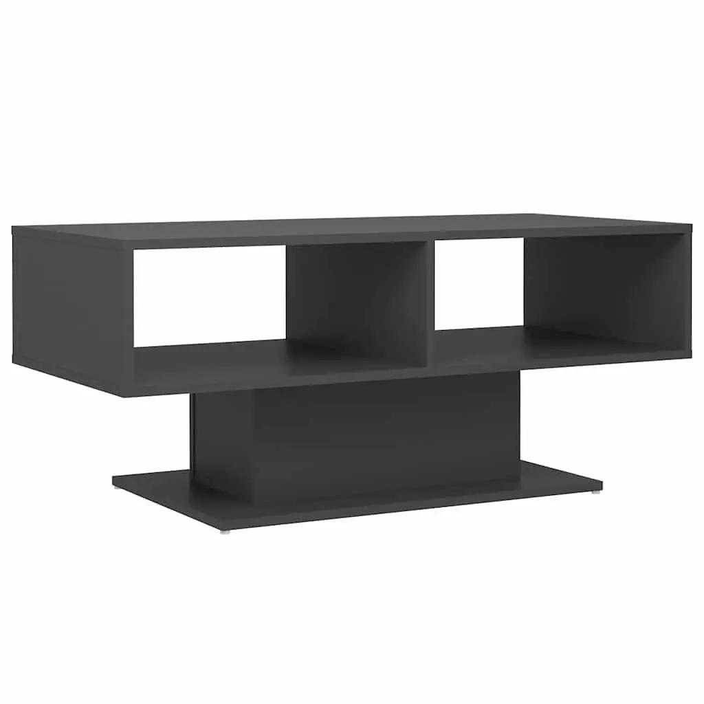 Grey Coffee Table with Storage Shelf for Living Room