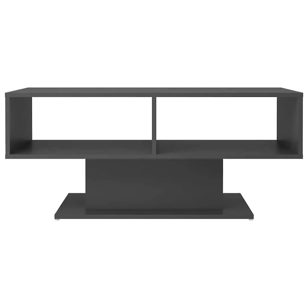 Grey Coffee Table with Storage Shelf for Living Room