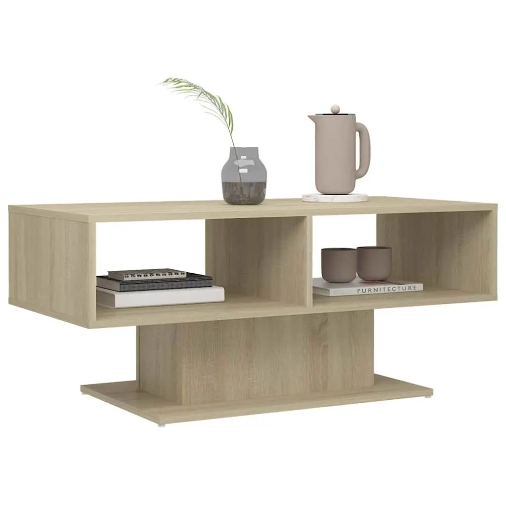 Brown Coffee Table with Storage Shelf