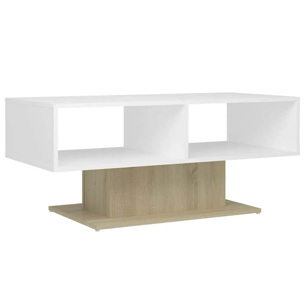 White Coffee Table with Storage Shelf