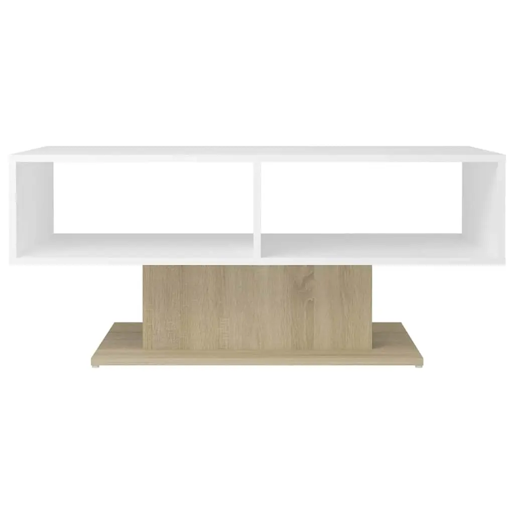 White Coffee Table with Storage Shelf