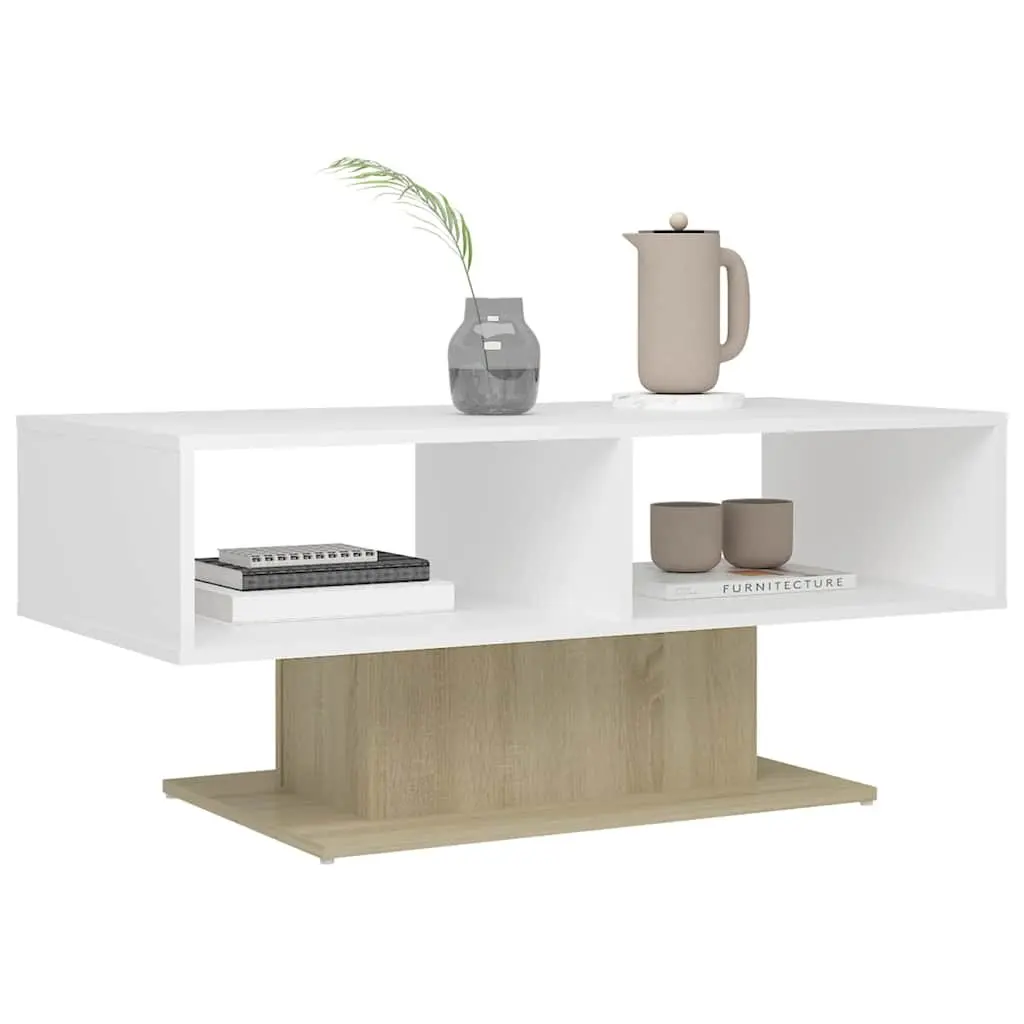 White Coffee Table with Storage Shelf