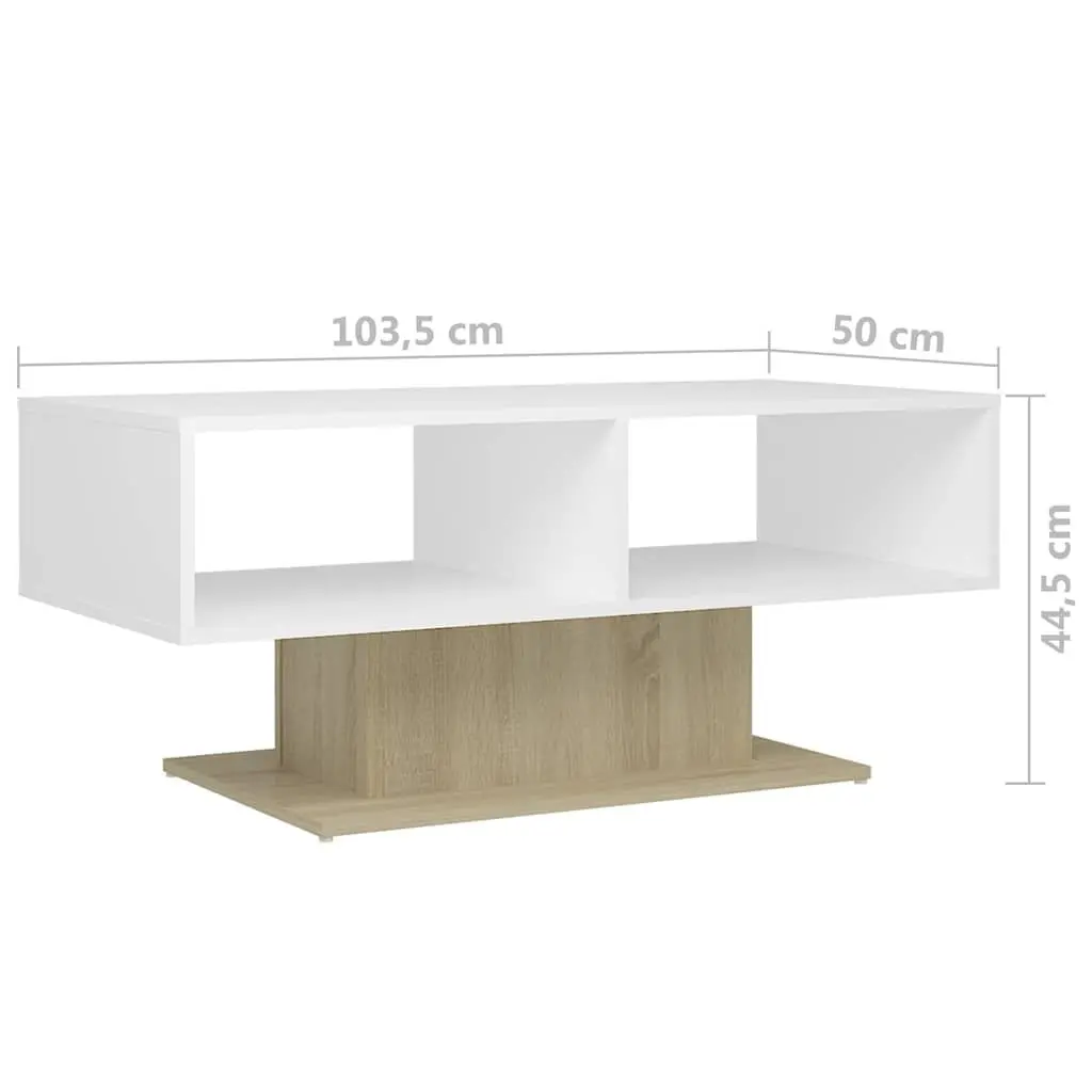 White Coffee Table with Storage Shelf