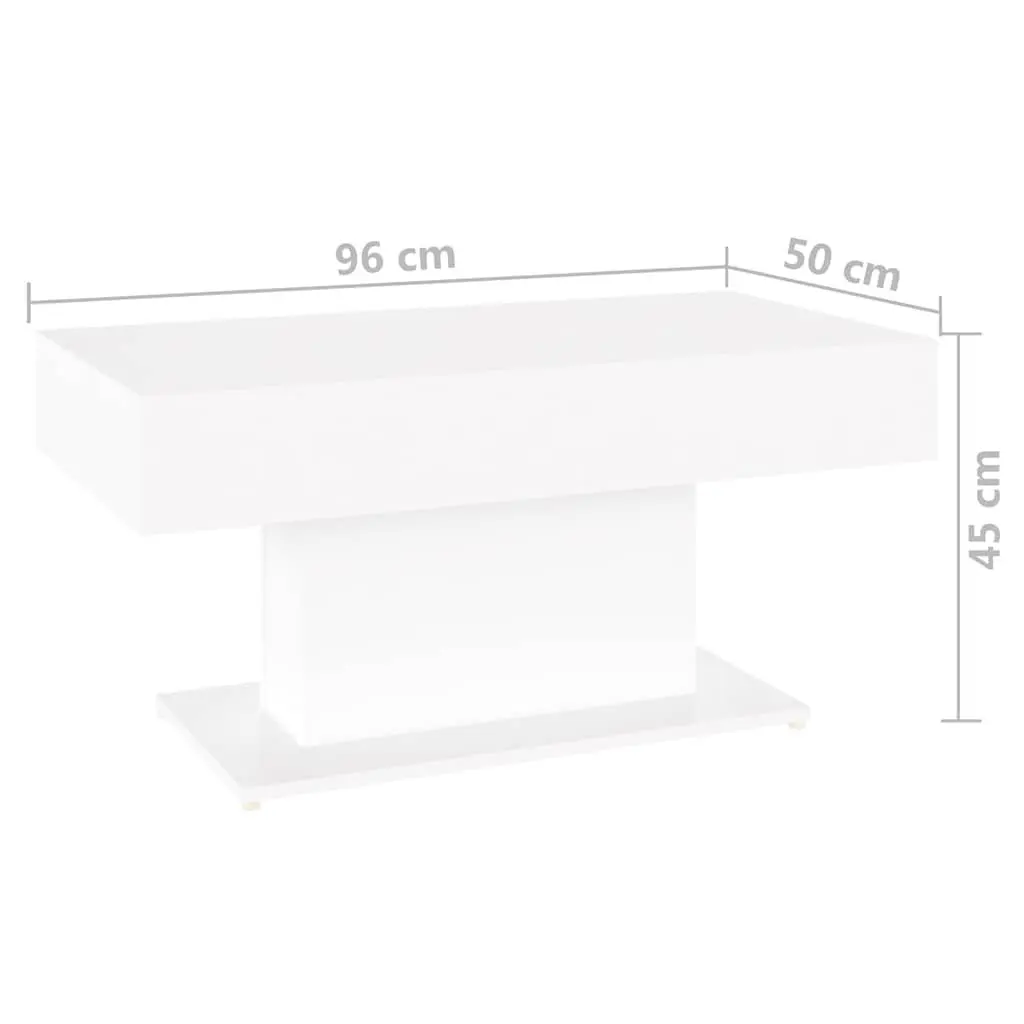 White Coffee Table Modern Living Room Accent Engineered Wood 96x50x45cm